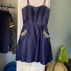 Blondie, juniors size 7, navy blue cocktail dress.